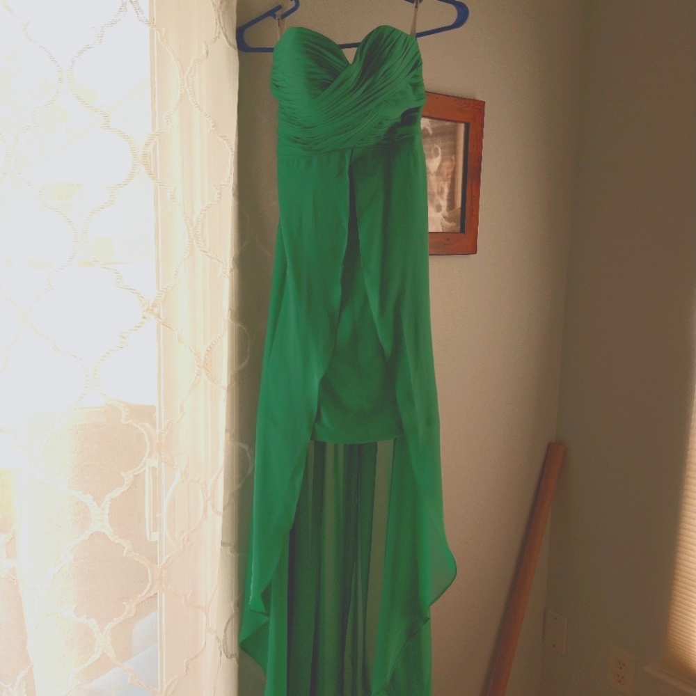 Green hi lo dress